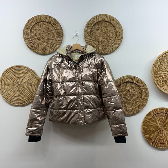 aerie Jackets & Blazers - Offline by Aerie Fleece Hooded Metallic Puffer Winter Coat XS